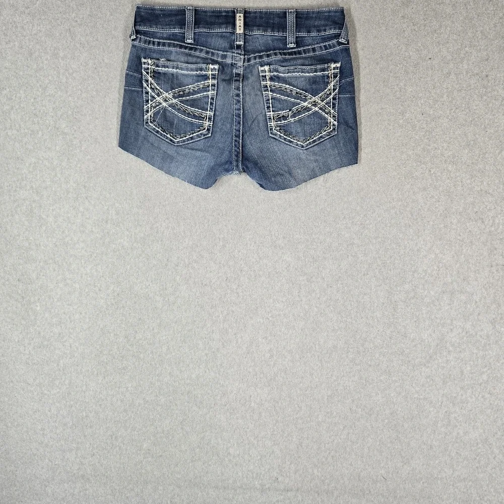 Ariat Women Shorts 30S Blue Real Denim Embroidered Cut Off Western 2.5